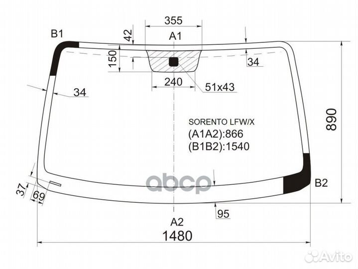 Стекло лобовое KIA sorento I 02-09 sorento LFW