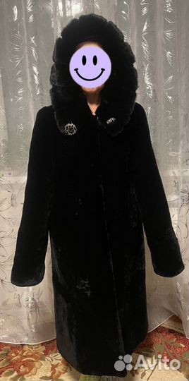 Шуба мутоновая черная 50-52 размер