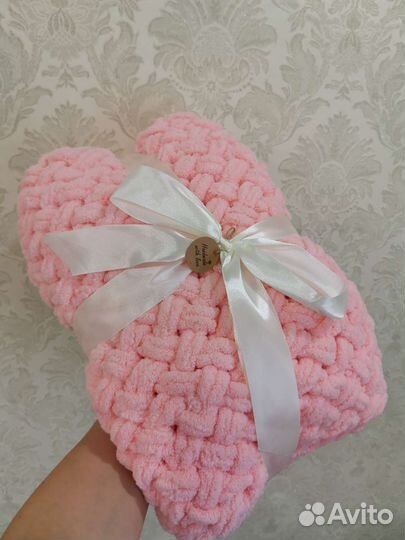 Плед детский плюшевый вязаный