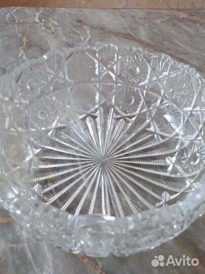 Большая хрустальная ваза для фруктов