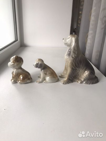 Статуэтки фарфоровые собака и щенки офз