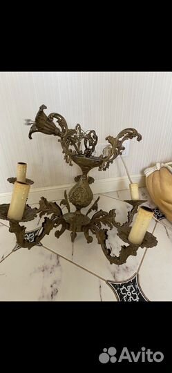 Люстра бронзовая старинная