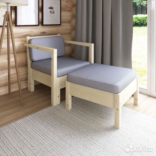 Кресла Лаунж из дерева с подушками