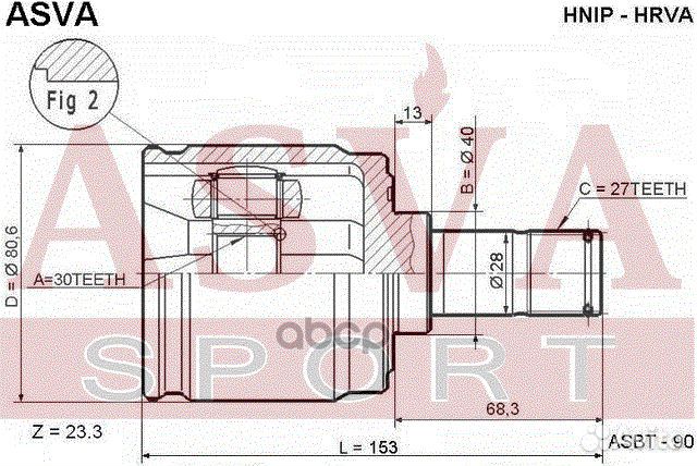 ШРУС внутренний левый 30X40X27 hnip-hrva asva