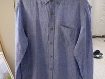 Рубашка мужская офисная светло-голубая лён