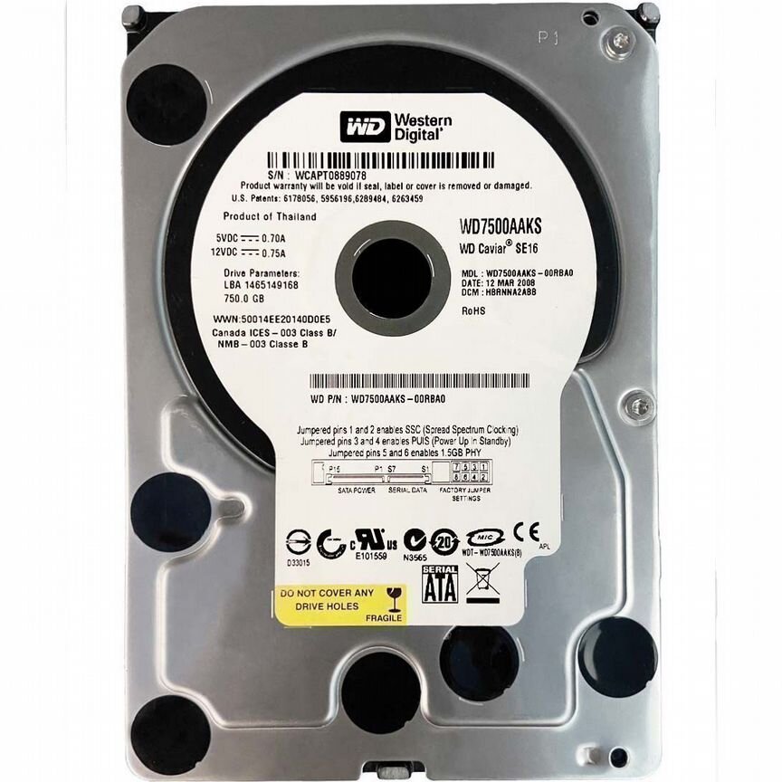 [WD7500BPVT] Жесткий Диск Western Digital Wd7500aaks 750gb Sata Wd7500bpvt