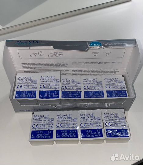 Линзы acuvue oasys 1-Day 26 шт. Минус 4,25