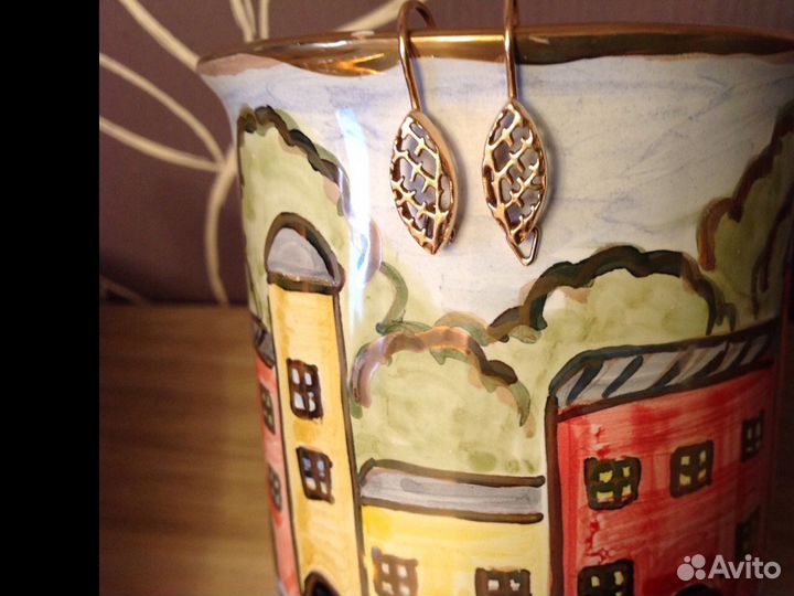 Золотые винтажные серьги 