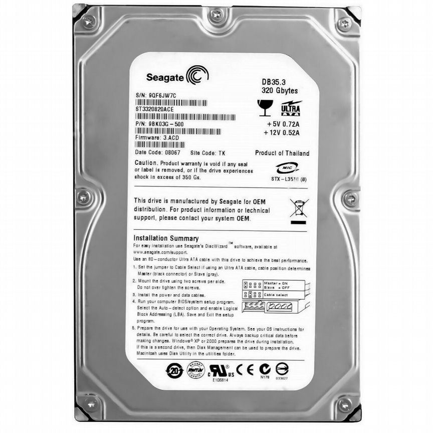 [ST3320820ACE] Жесткий Диск Seagate 320gb Ide 3.5 St3320820ace