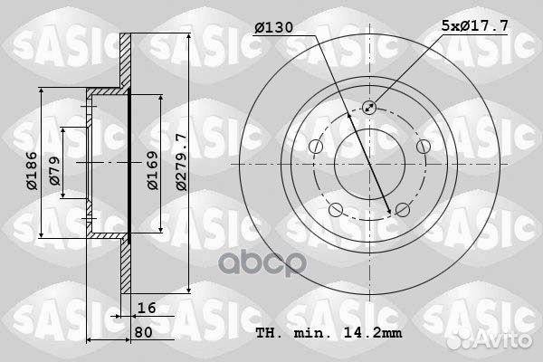 Тормозной диск 6100022 Sasic