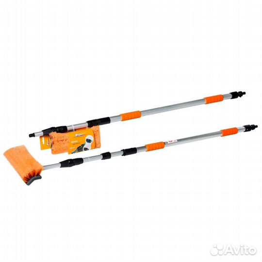 Швабра с насадкой для шланга, щеткой 25см и телеск