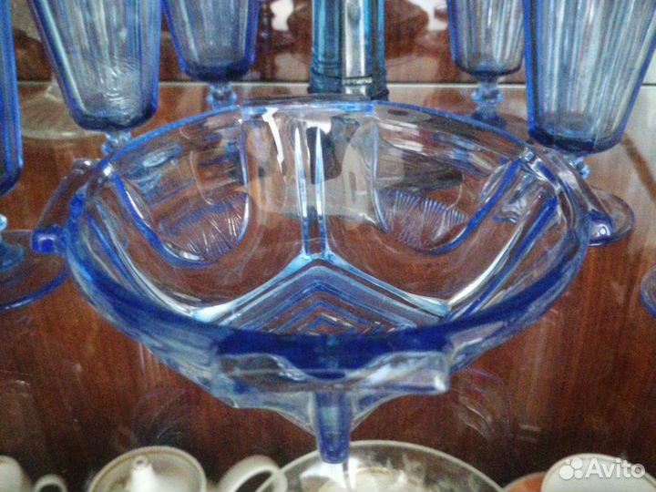 Рюмки лафитники антикварное синее стекло