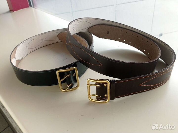 Ремень офицерский двойная натуральная кожа +латунь