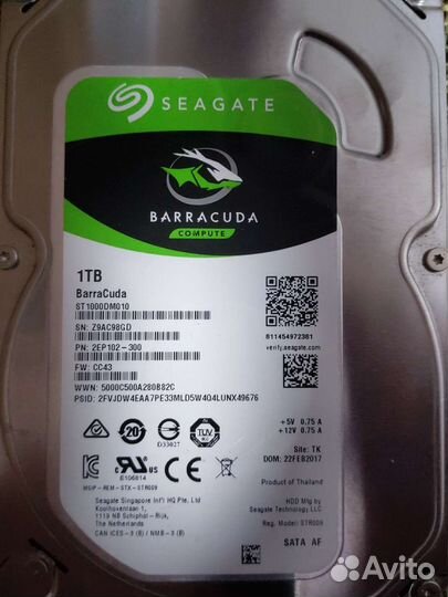 Жесткий диск 3.5 1tb Seagate Barracuda