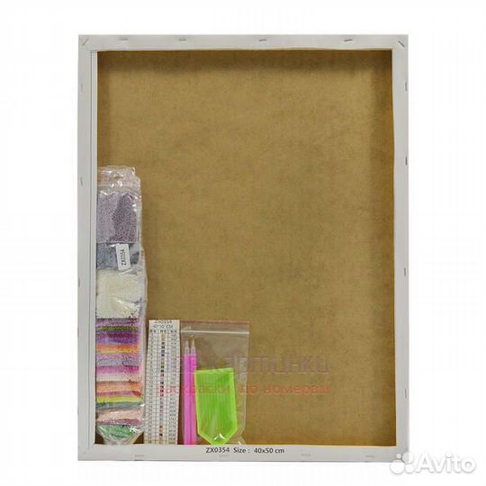 Алмазная мозаика 40x50 Ярко-синяя бабочка и цветок