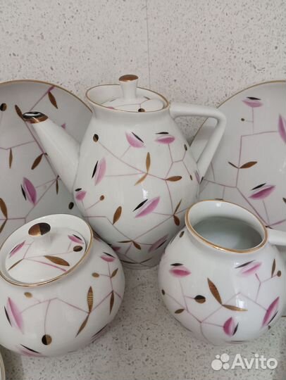 Чайно кофейный сервиз Розовая сетка лфз