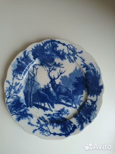 Декоративная тарелка Олени в лесу СССР