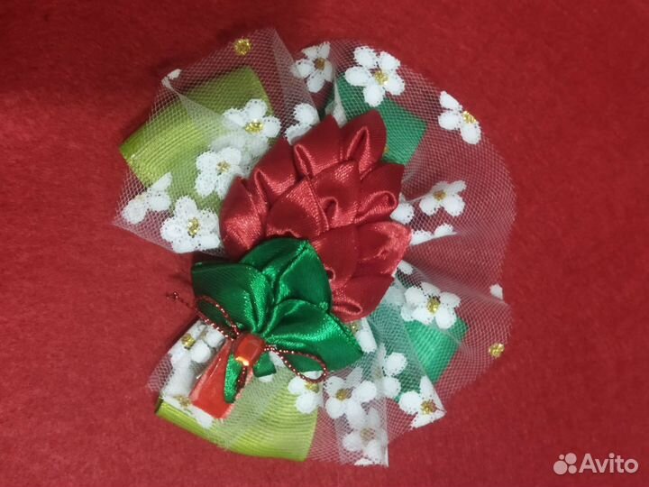 Набор: резиночка, повязка и заколка Малинка