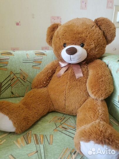 Коричневый плюшевый медведь 130 см