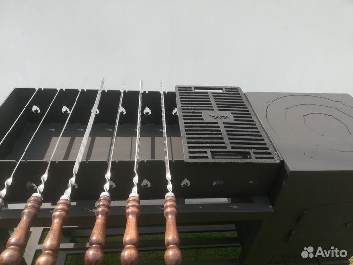 Мангал на колесах С печью 5мм +кольца под казан