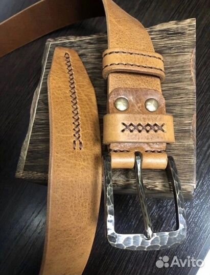 Мужской кожаный ремень ручной работы