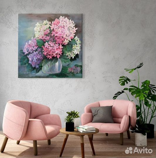 Гортензия картина 40х40см для гостиной или спальни