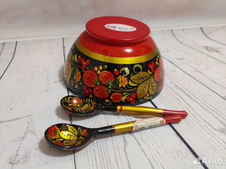 Хохломская роспись пиала и 2 ложки