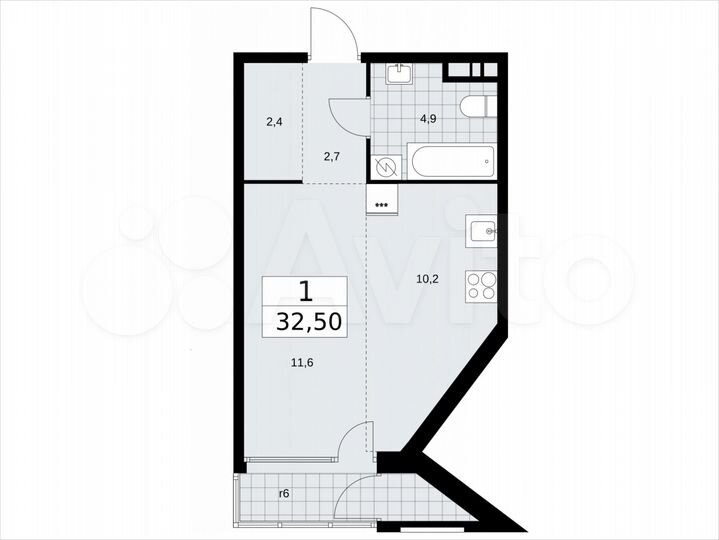 Квартира-студия, 32,5 м², 4/16 эт.