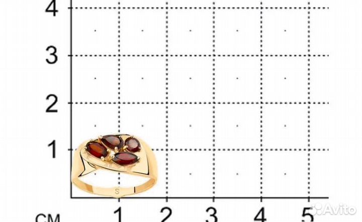 Кольцо золотое 585 с гранатом 19р Новое
