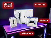 Ps5 slim С Диском Новая +2 Джойстика + 600 Игр