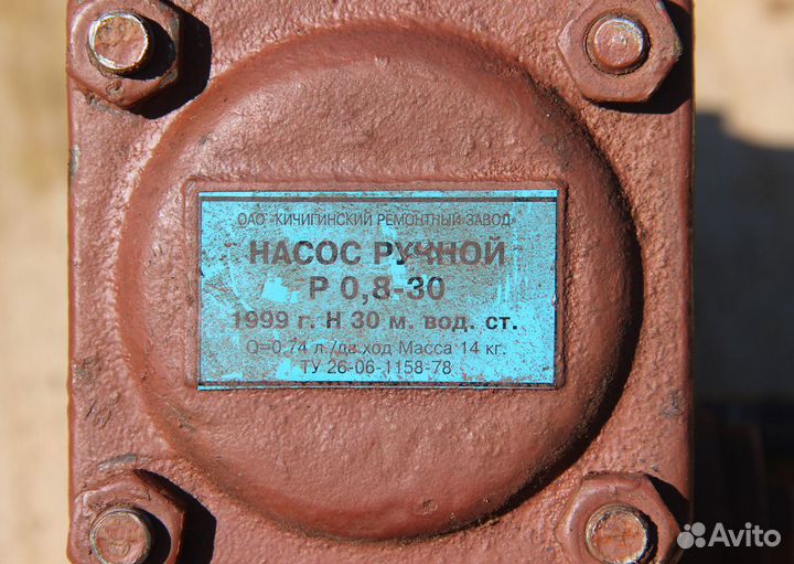Насос ручной поршневой Р 0.8-30, 1999г