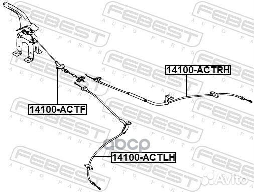 Трос стояночного тормоза 14100actf Febest