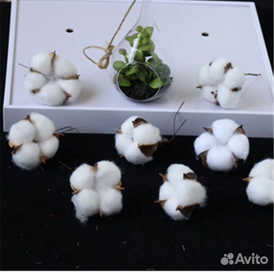 Хлопок цветы искуственные для декора