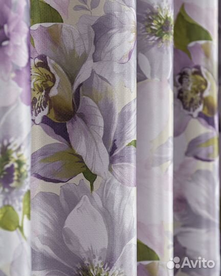 Шторы рогожка Жардин сиреневый новые пошив