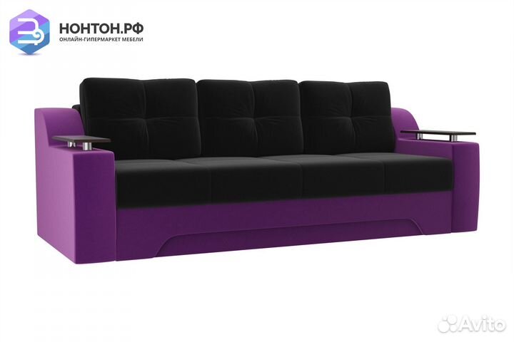 Диван еврокнижка Сенатор фиолетовый / черный