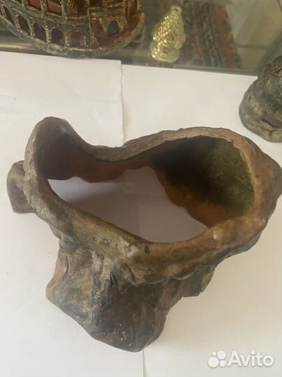 Грот для аквариума и рыбки скалярия