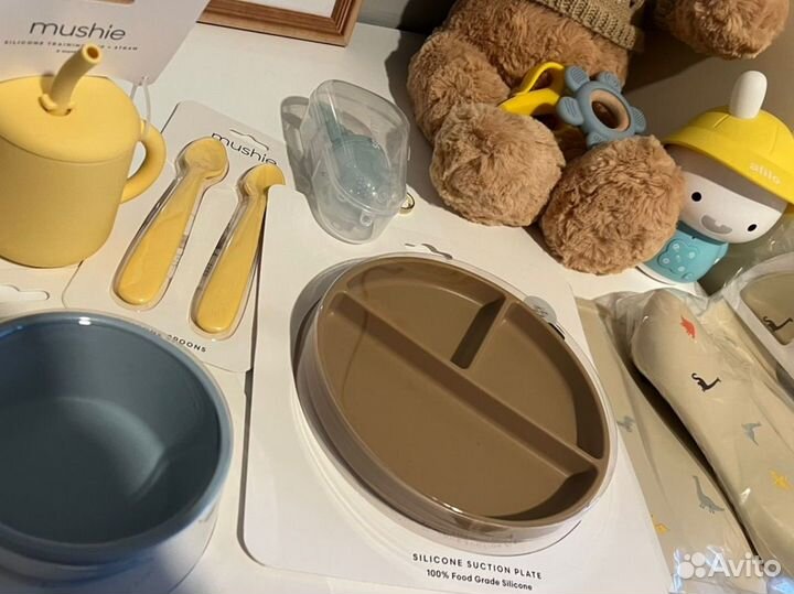 Mushie посуда детская силиконовая