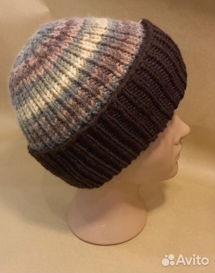 Шапка бини, вязаная зимняя