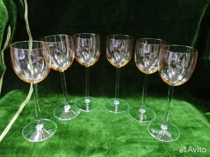 Бокалы набор 6 шт янтарное тонкое стекло Чехия