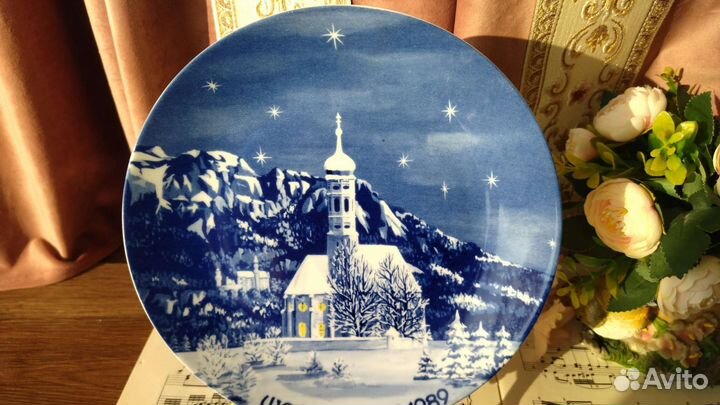 Тарелка Bavaria Рождество 1989г Церкви Германии