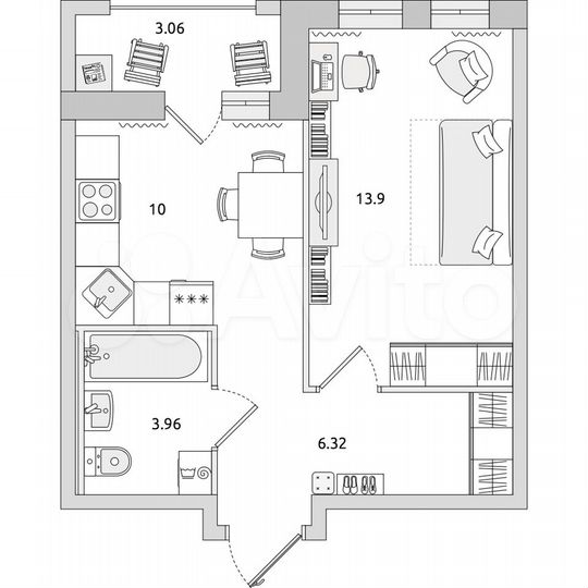 1-к. квартира, 37,2 м², 6/17 эт.