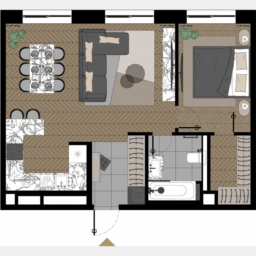 1-к. апартаменты, 56,8 м², 22/23 эт.
