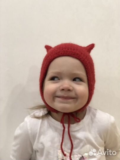 Детская шапочка на весну, чепчик с ушками