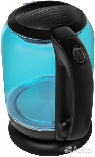 Чайник электрический Hyundai HYK-G2806 1.7л. 2200Вт голубой/черный корпус: стекло