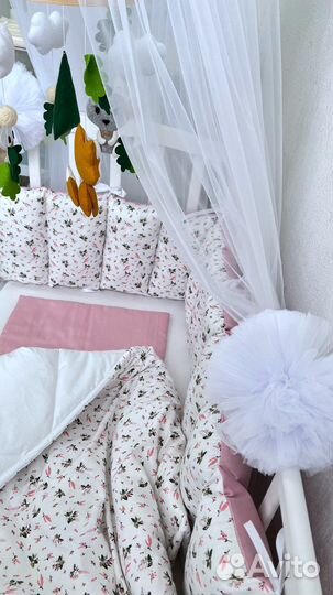 Бортики в кроватку + одеяло