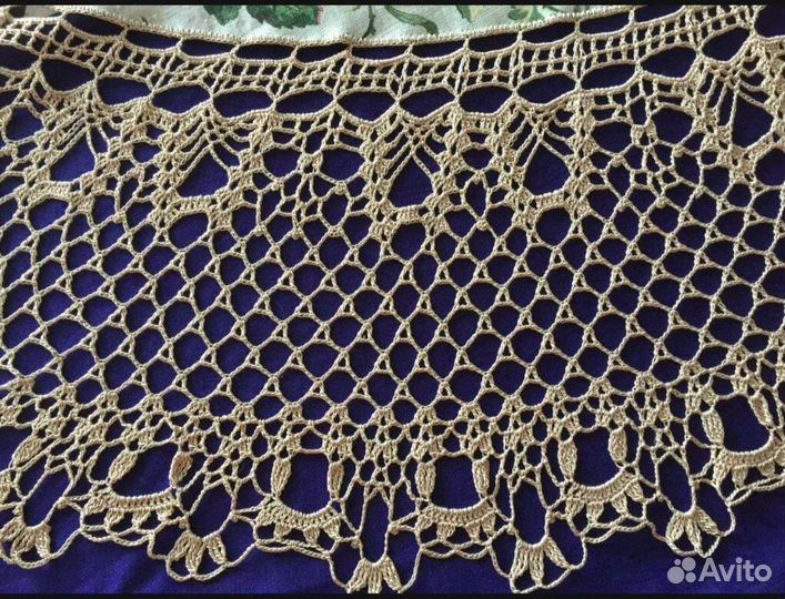 Скатерть из льна с ажурной обвязкой края