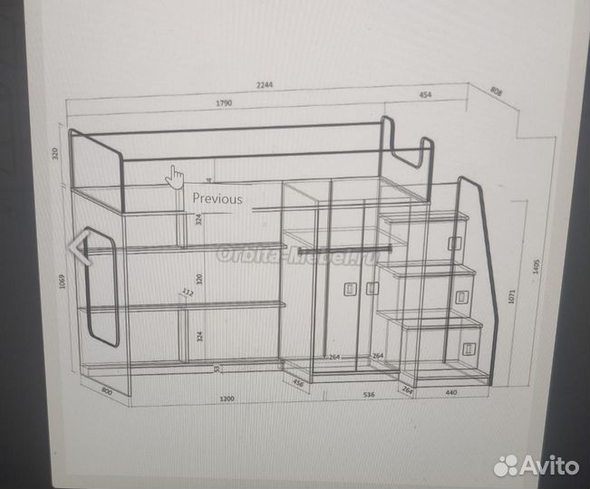Кровать-чердак бело-розовая