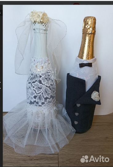 Украшения для бутылок на свадьбу