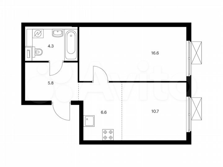 2-к. квартира, 44 м², 24/25 эт.