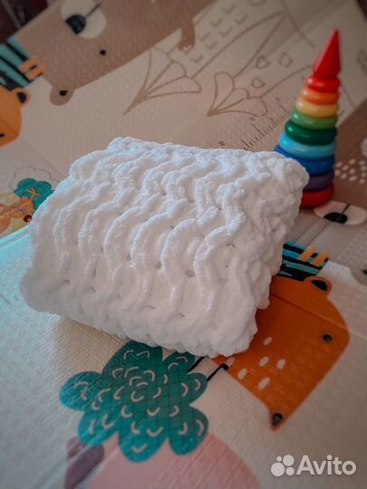 Плед детский плюшевый вязанный